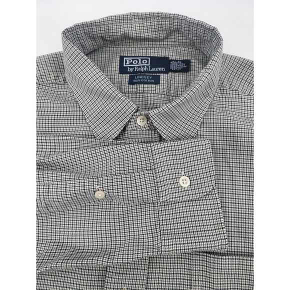 Polo by Ralph Lauren Button Down Shirt Mens L Gray Plaid Long Sleeve - Picture 1 of 8